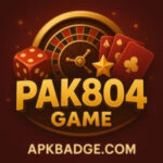 Pak804 Game logo in casino style, showing bright colors and chips, brand name Apkbadge.com at bottom.