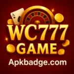 WC 777 Game logo with simple casino-style design and Apkbadge.com branding.